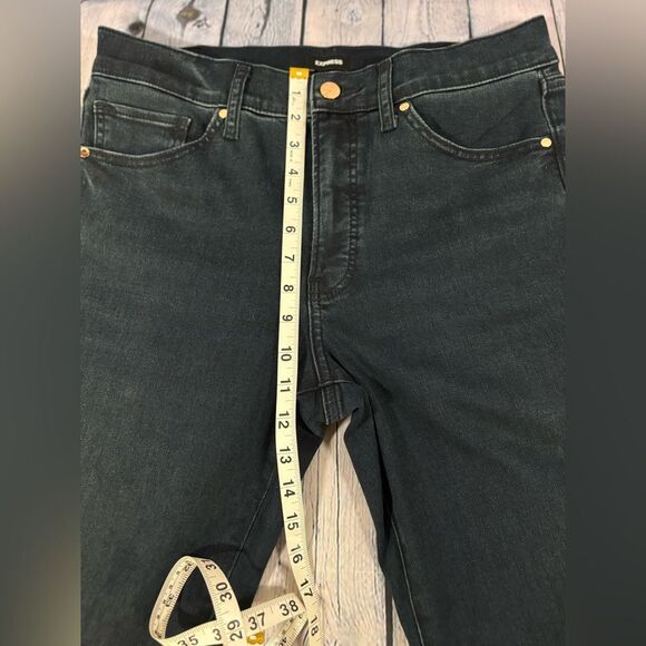 Express Dark Blue Mid Rise Classic Cowgirl Western Country Bootcut Jeans 12 - Picture 8 of 9